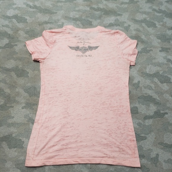 Harley Davidson Top Womens Large Pink Short Sleeve Motorcycle Riding - Picture 6 of 9